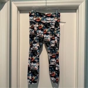 High-Waist Black and Blue Leggings with side pockets